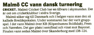 Malmö CC vann dansk turnering - ©Sydsvenska Dagbladet 17 september 2003